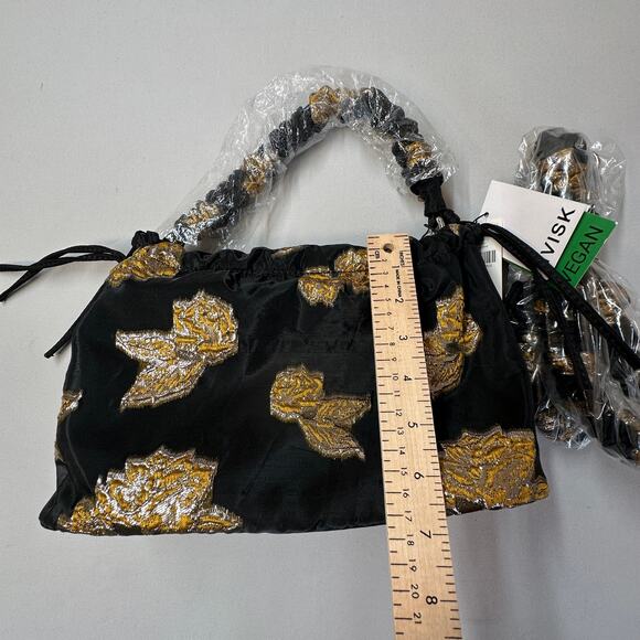Anthropologie HVISK Arcadia Comet Flower Bag Black Gold Vegan Purse All Size NWT - Picture 9 of 13